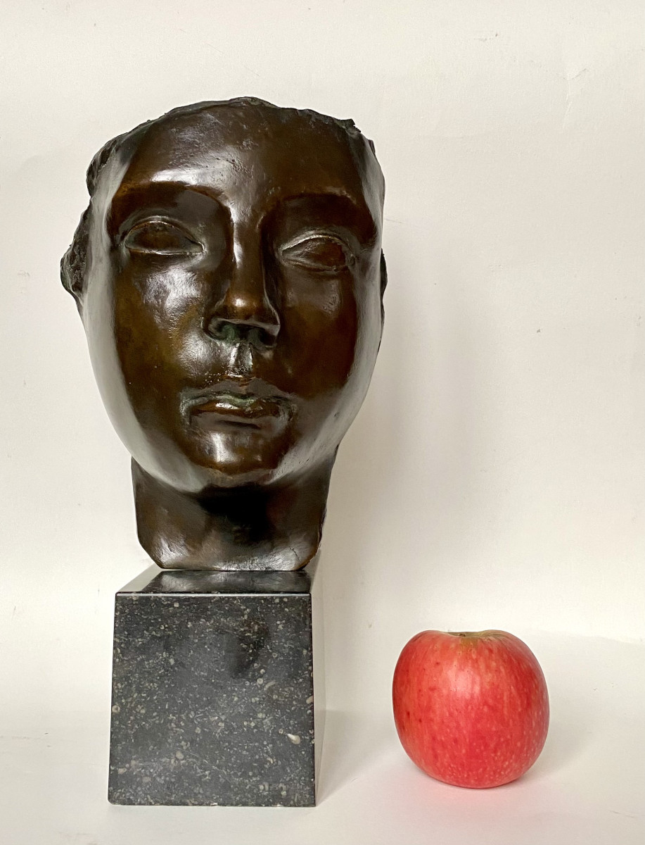 Evarist Opzommer (mechelen, 1910-duffel, 1988). "head In The Antique Style". 1940s. Bronze.-photo-2