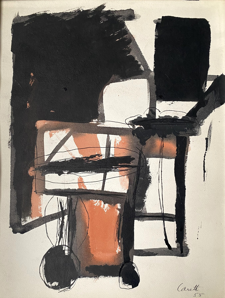 Fernand Carette (1921-2005). Abstraction. 1955. Gouache.-photo-2