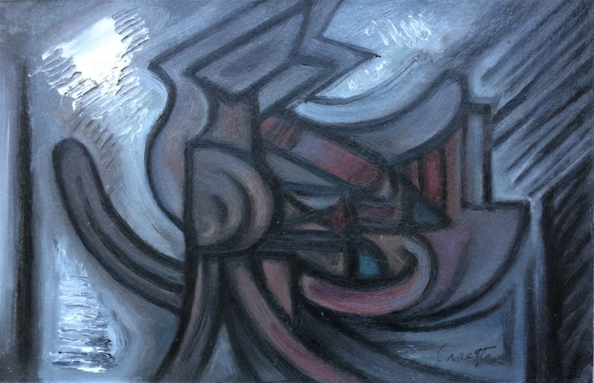 Fernand Carette (1921-2005). "L'amour est monté dans ma gondole". Années 60. Abstraction;-photo-2