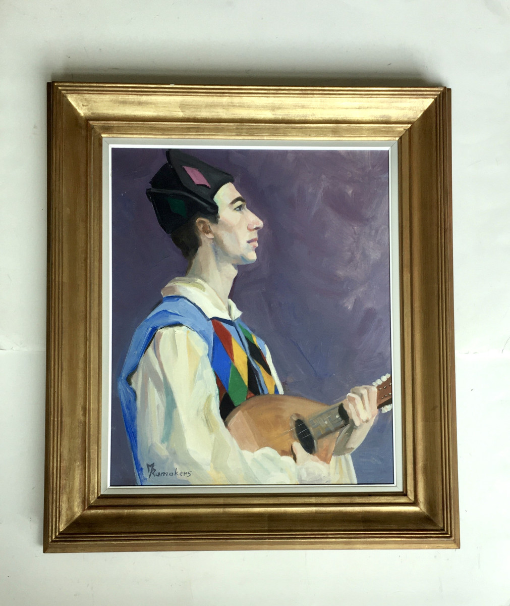 Maryse Ramakers (1934-2024). "young Man With A Mandolin". 1960s.-photo-3