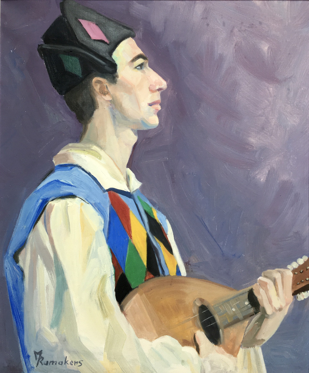 Maryse Ramakers (1934-2024). "young Man With A Mandolin". 1960s.