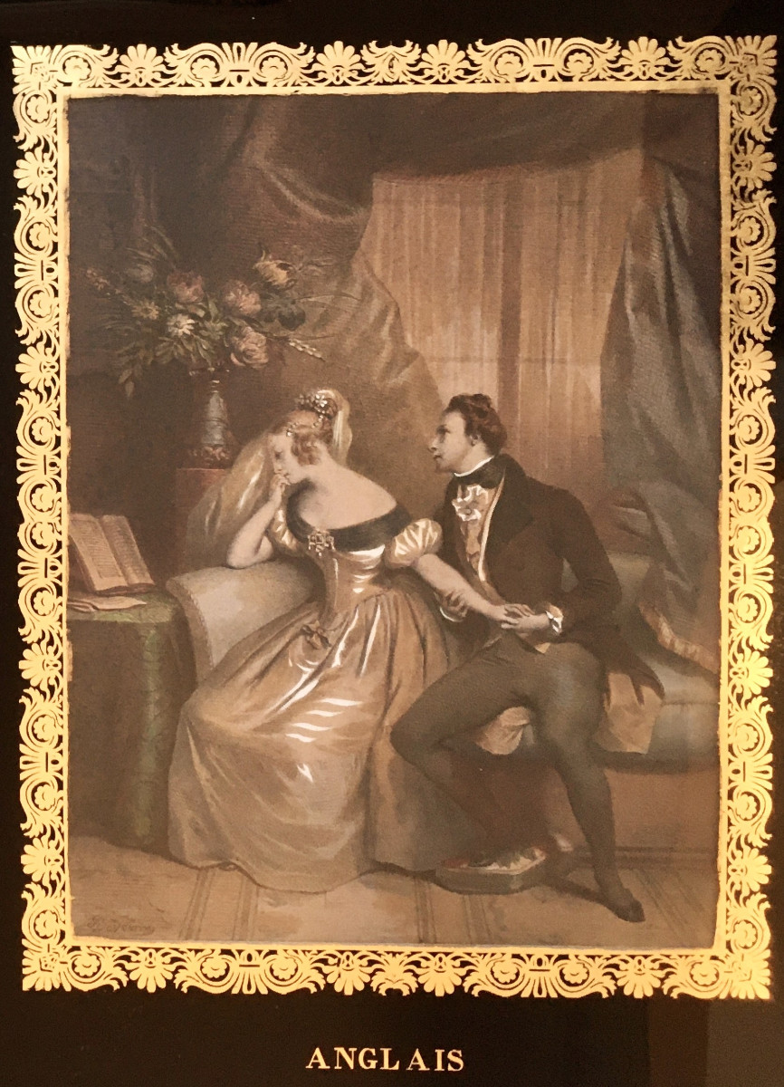 Achille Devéria (paris, 1800-1857). Pair Of Engravings. Eglomisé Frames. "romantic Scenes"-photo-4