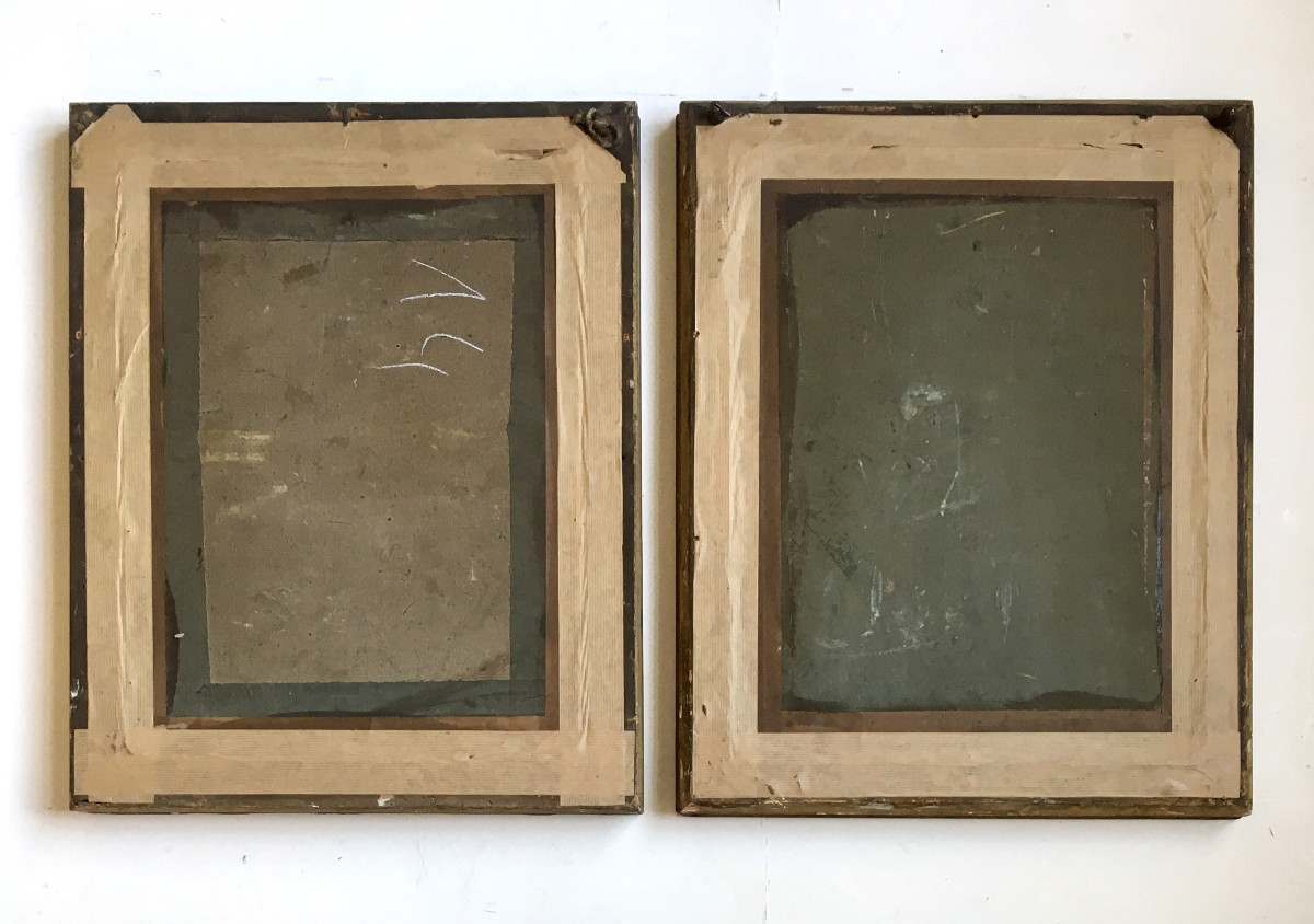 Achille Devéria (paris, 1800-1857). Pair Of Engravings. Eglomisé Frames. "romantic Scenes"-photo-4
