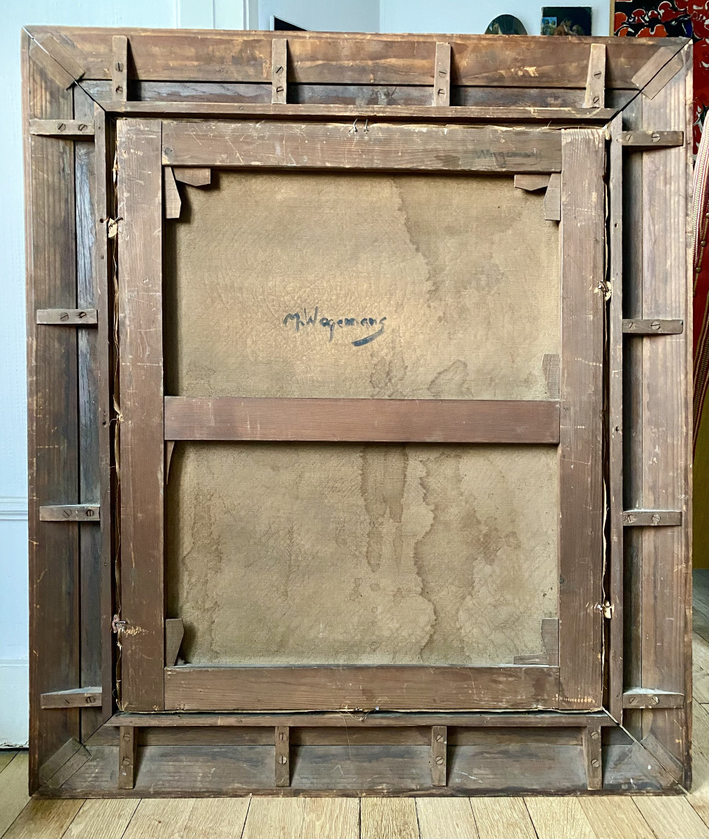 Maurice Wagemans (brussels, 1877 - Bredene, 1927), "young Girl Picking Flowers". Late 19th Century-photo-2