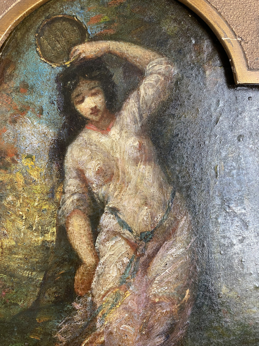 Attribué à Narcisse Virgile DIAZ DE LA PEÑA (1807-1876). "Danseuse au tambourin". XIXe-photo-2