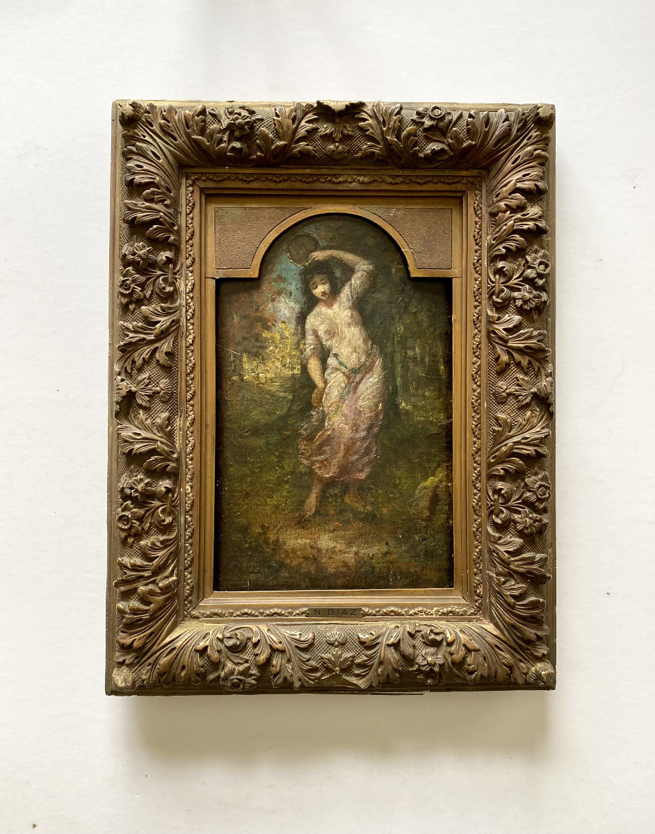 Attribué à Narcisse Virgile DIAZ DE LA PEÑA (1807-1876). "Danseuse au tambourin". XIXe-photo-4
