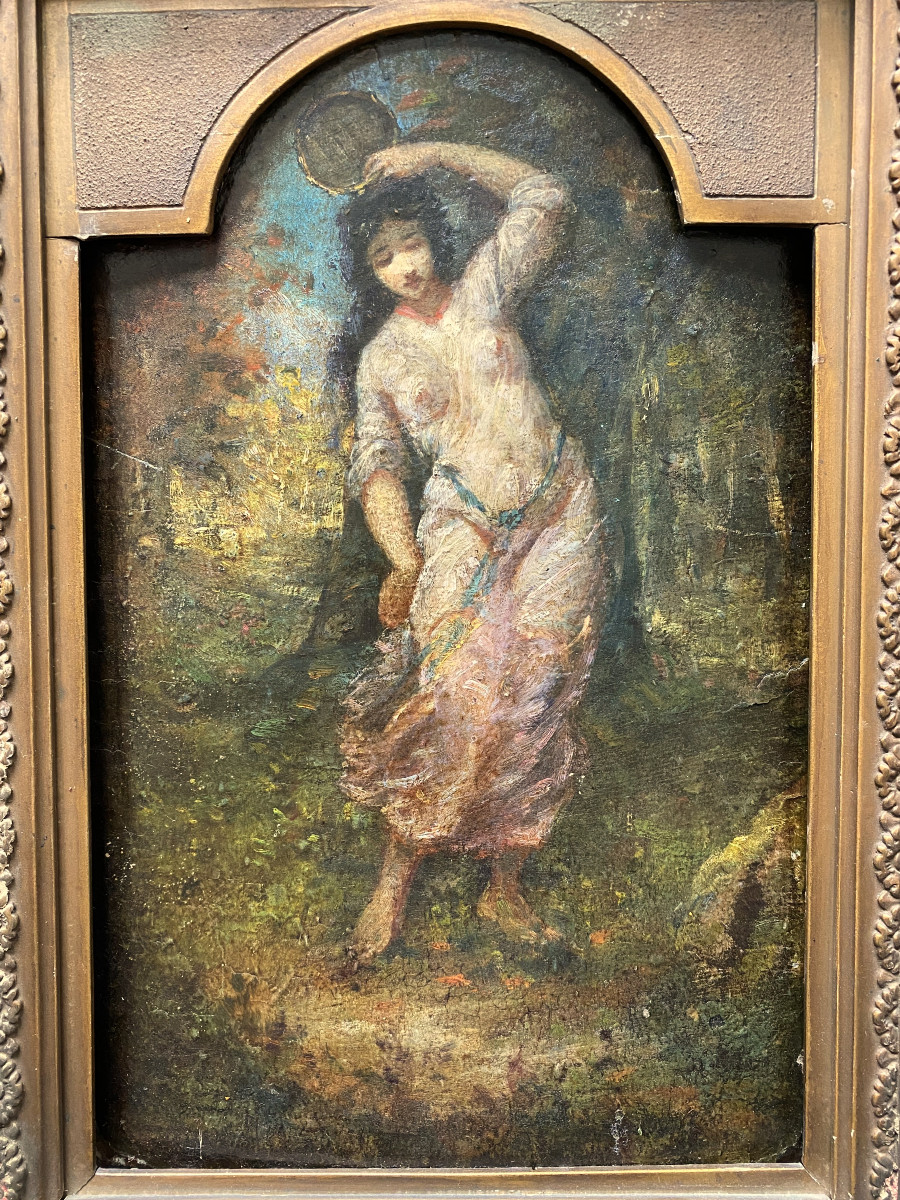 Attribué à Narcisse Virgile DIAZ DE LA PEÑA (1807-1876). "Danseuse au tambourin". XIXe-photo-1