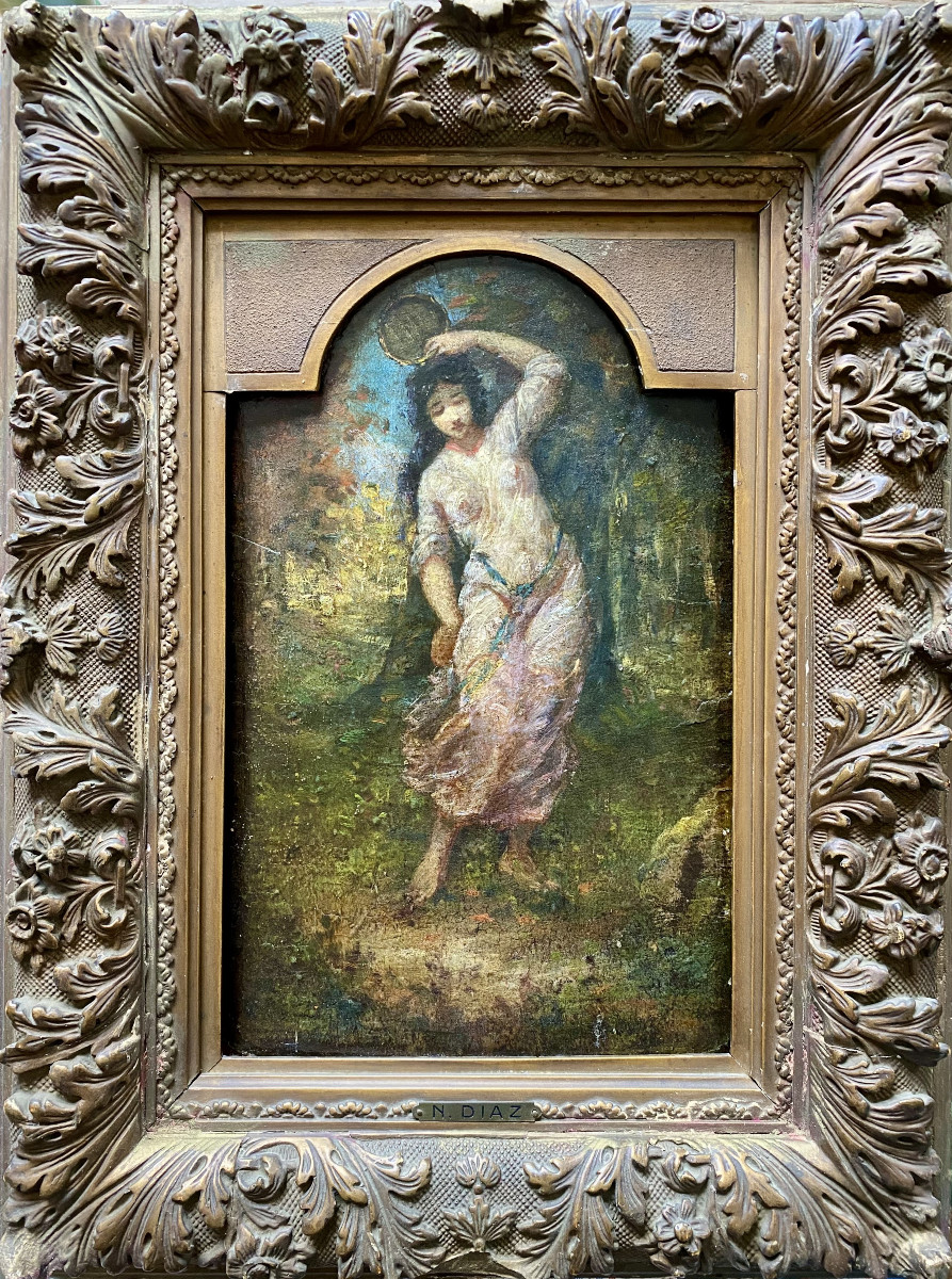 Attribué à Narcisse Virgile DIAZ DE LA PEÑA (1807-1876). "Danseuse au tambourin". XIXe