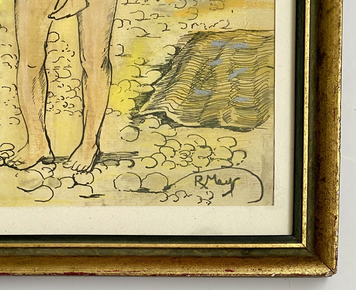 Rosmond Meys (Londres,1915- Bruxelles, ?) " Plage animée". Années 50.-photo-1