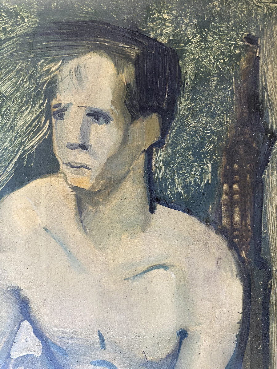 Léon De Bie (20th). "man Holding A Stone". 60.-photo-1