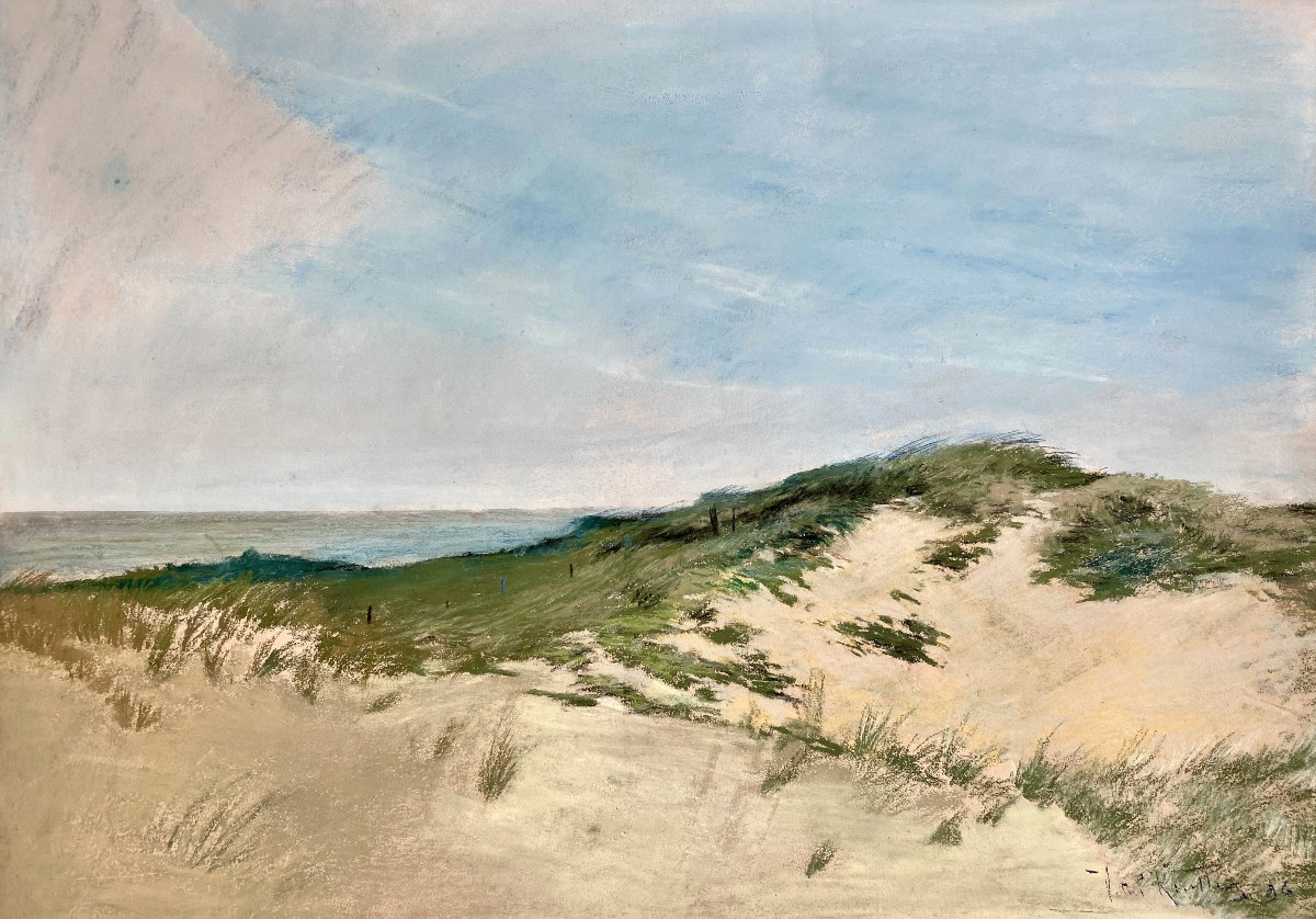Vital Keuller (lille, 1866 -brussels, 1945). Pastel. "dunes". 1896.