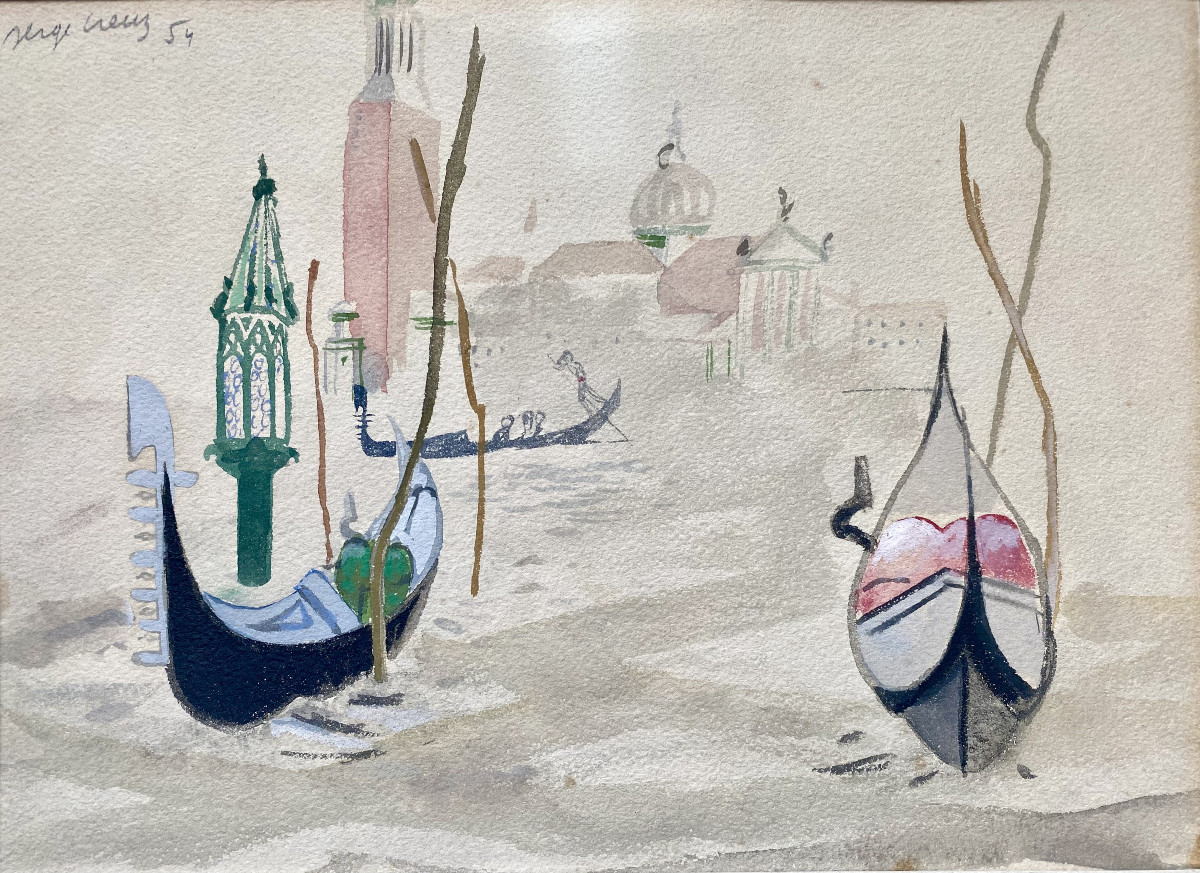 Serge Creuz (1924-1996). "Venise". Aquarelle. 1954.