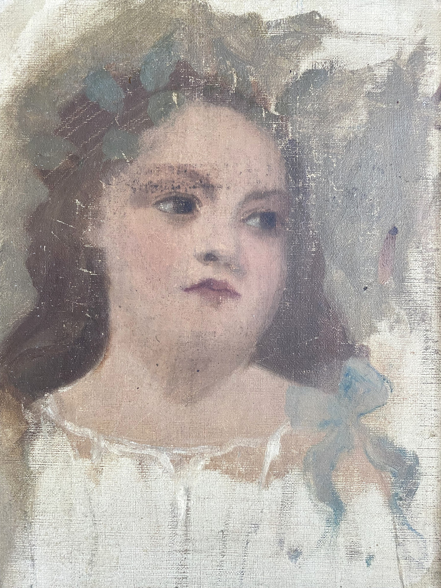 "portrait Of A Young Girl In Shades Of Golden Brown". 1893. Oil On Canvas.-photo-2