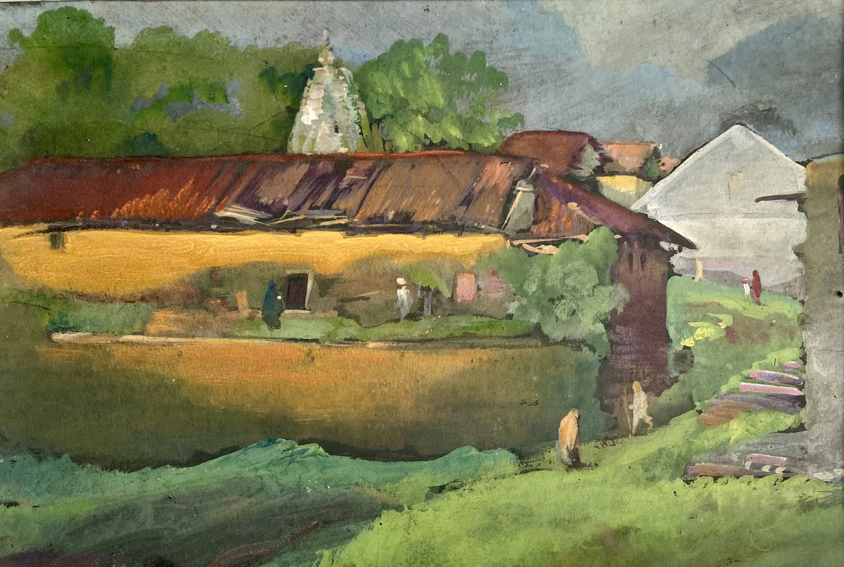 Govind Madhav Solegaonkar (1912-1986). "lively Landscape". Indian School.