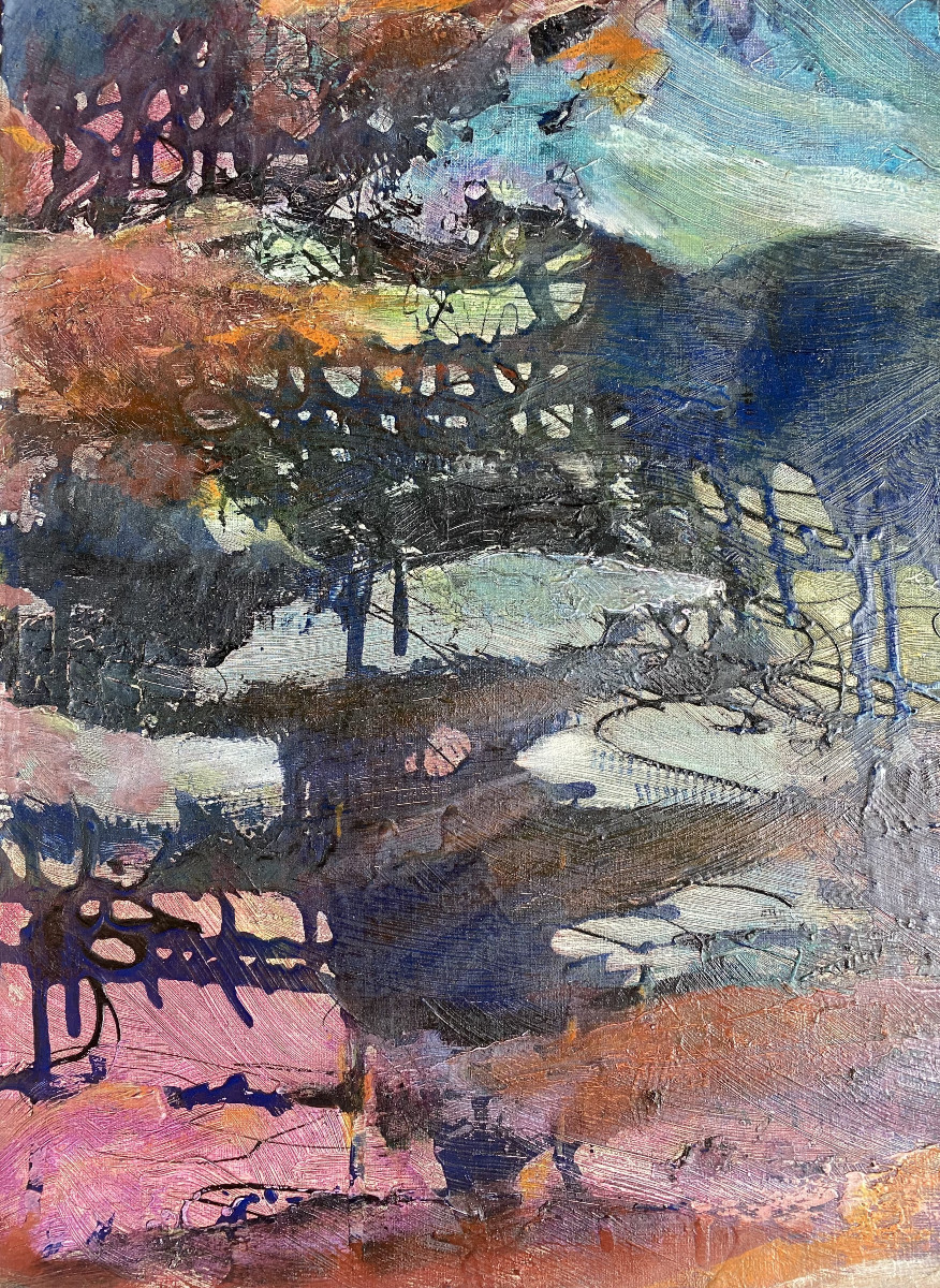 Govind Madhav Solegaonkar (1912-1986). "Arbres". École indienne. Années 50-60. Huile sur toile.-photo-4