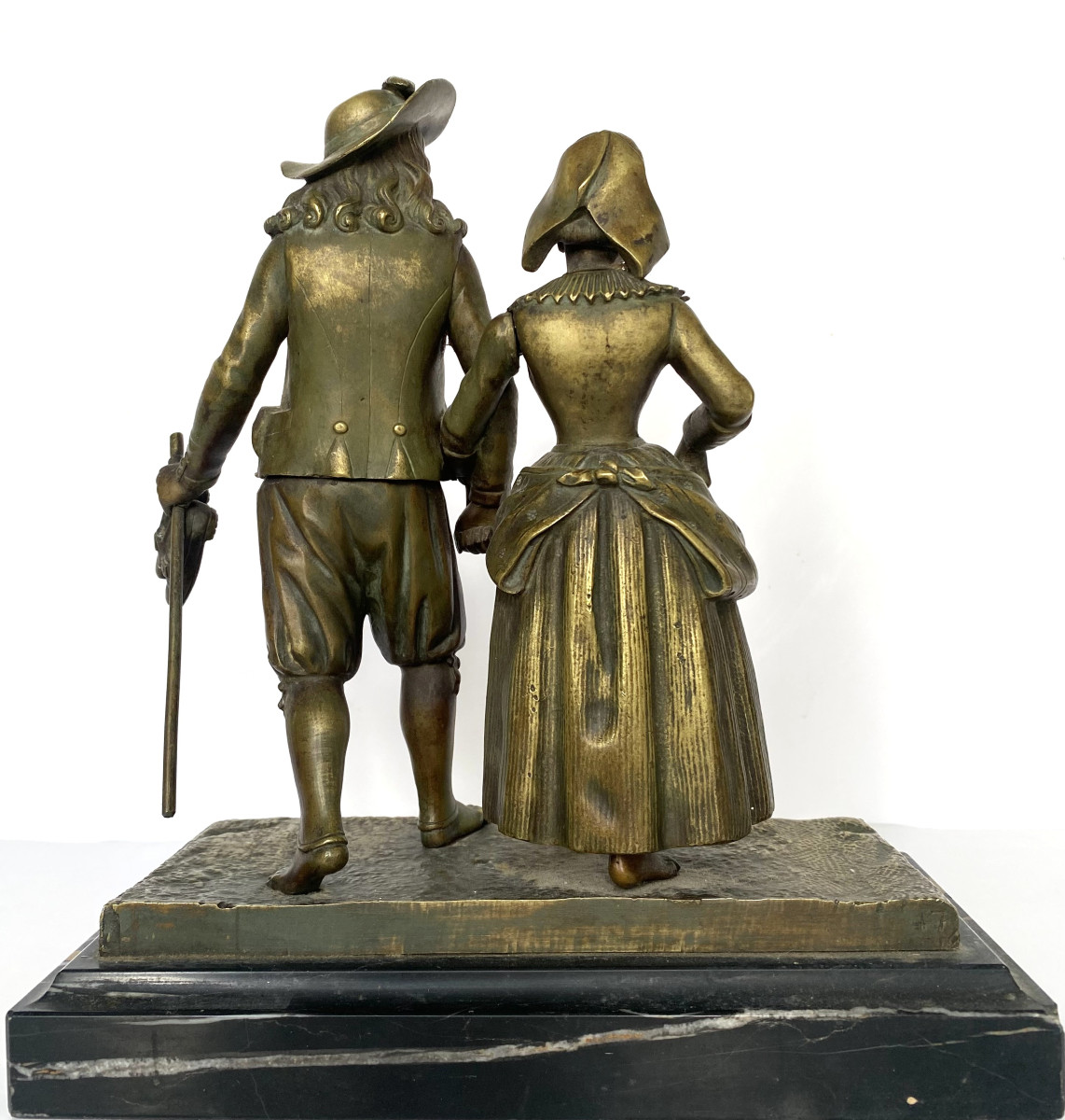 Jean Jules Bernard Salmson (1823, Paris-1902, Coupvray). "fording". XIXe. Bronze.-photo-2