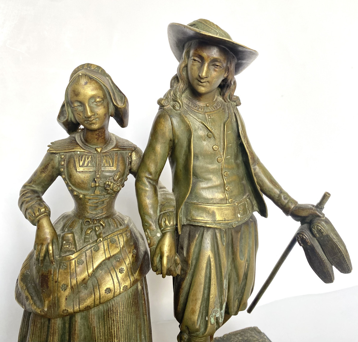 Jean Jules Bernard Salmson (1823, Paris-1902, Coupvray). "fording". XIXe. Bronze.-photo-3