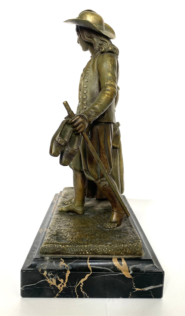 Jean Jules Bernard Salmson (1823, Paris-1902, Coupvray). "fording". XIXe. Bronze.-photo-1