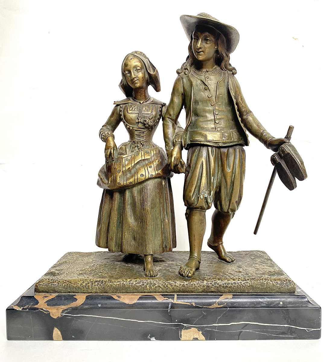 Jean Jules Bernard Salmson (1823, Paris-1902, Coupvray). "fording". XIXe. Bronze.