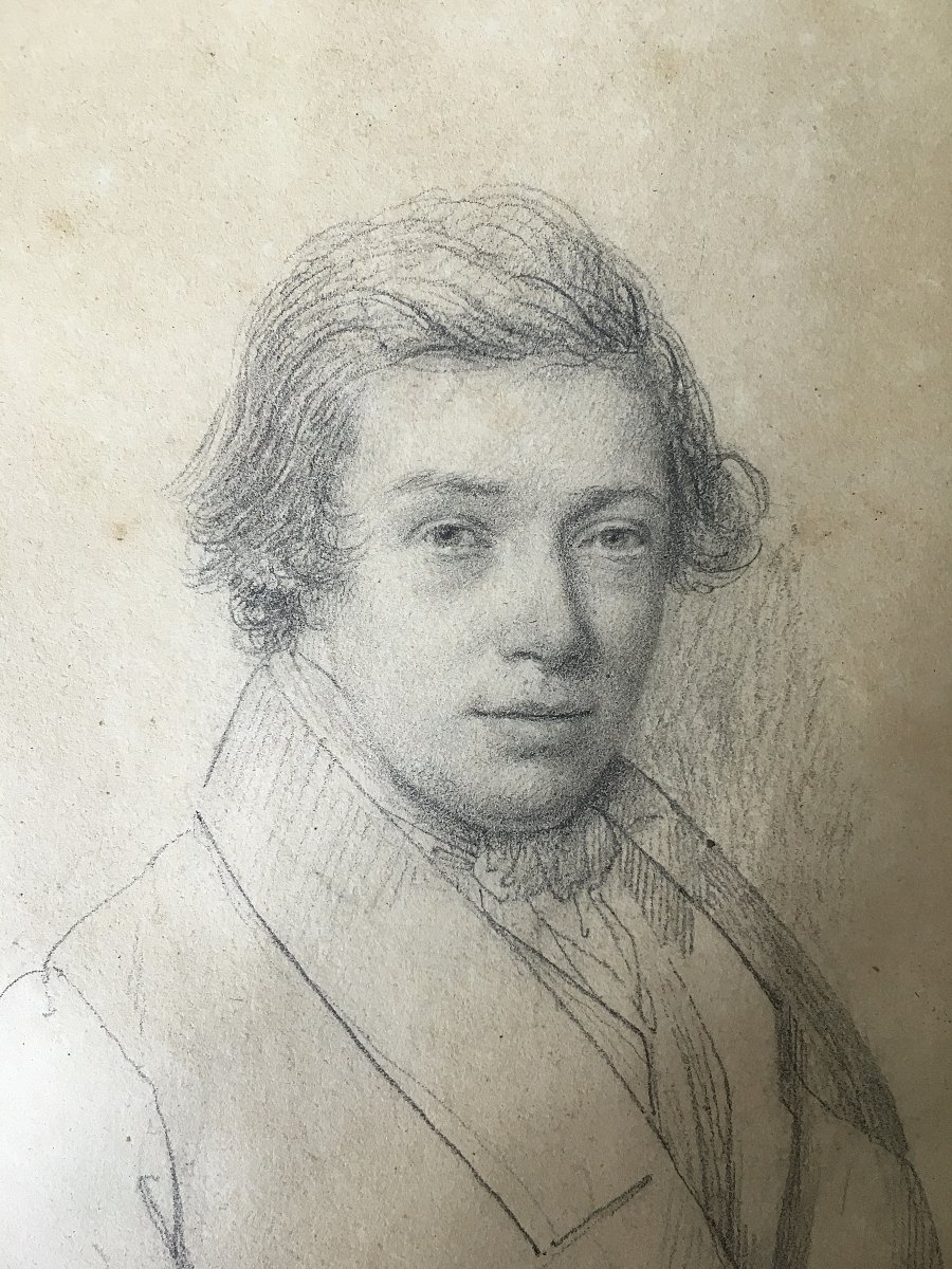 Fernand Beaufort. Drawing. 1824. "portrait Of Young Man"-photo-4