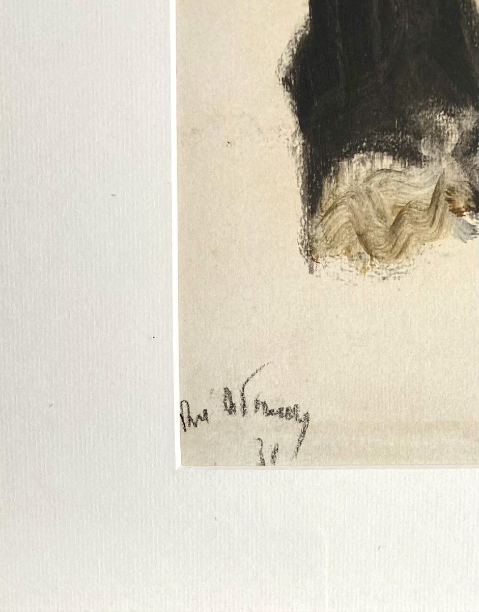 René De Pauw (pittem, 1887 - Brussels, 1946) . Gouache, Study Of Fishermen, 1931-photo-1