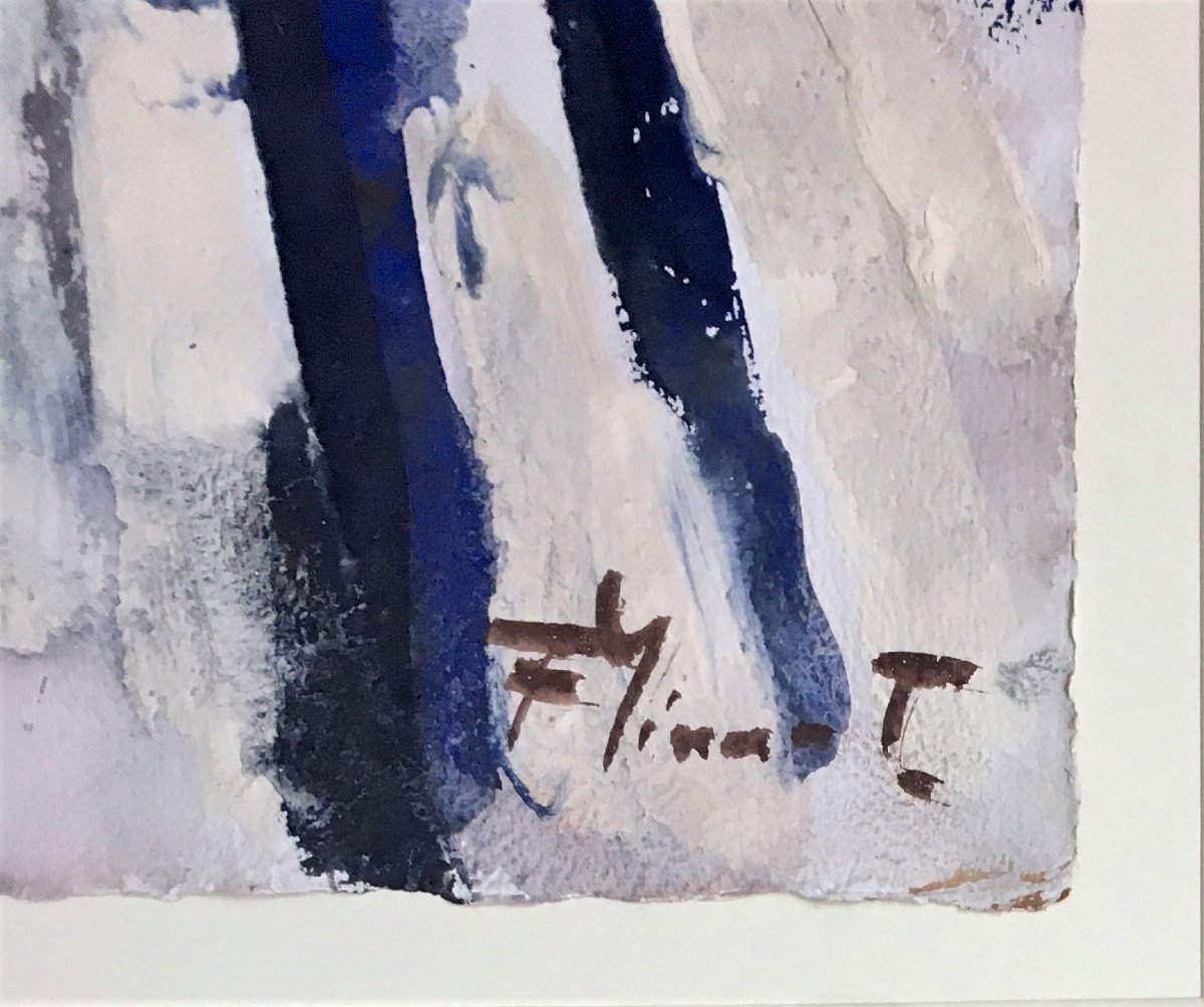 Frans Minnaert (1929-2011). Gouache. "Père et fils".-photo-3