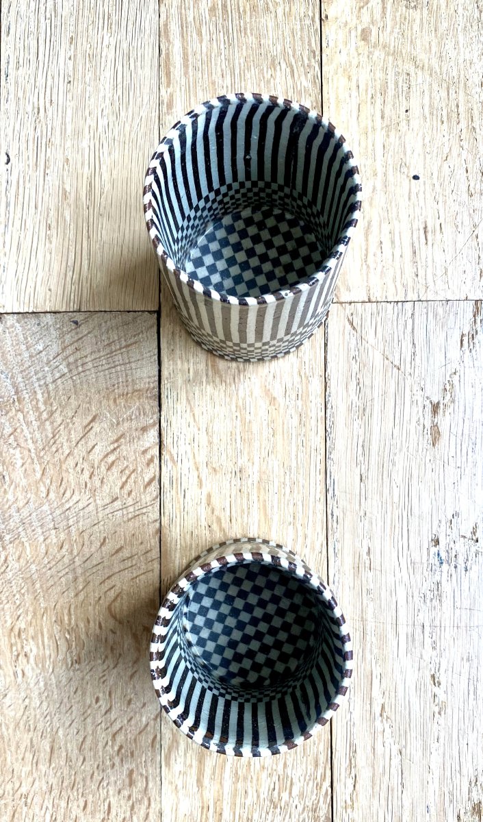 Yūsuke Aida (會田雄亮), Tōkyō 1931 -2015. Céramique NERIKOMI or NERIAGE. Tasses à thé.-photo-2