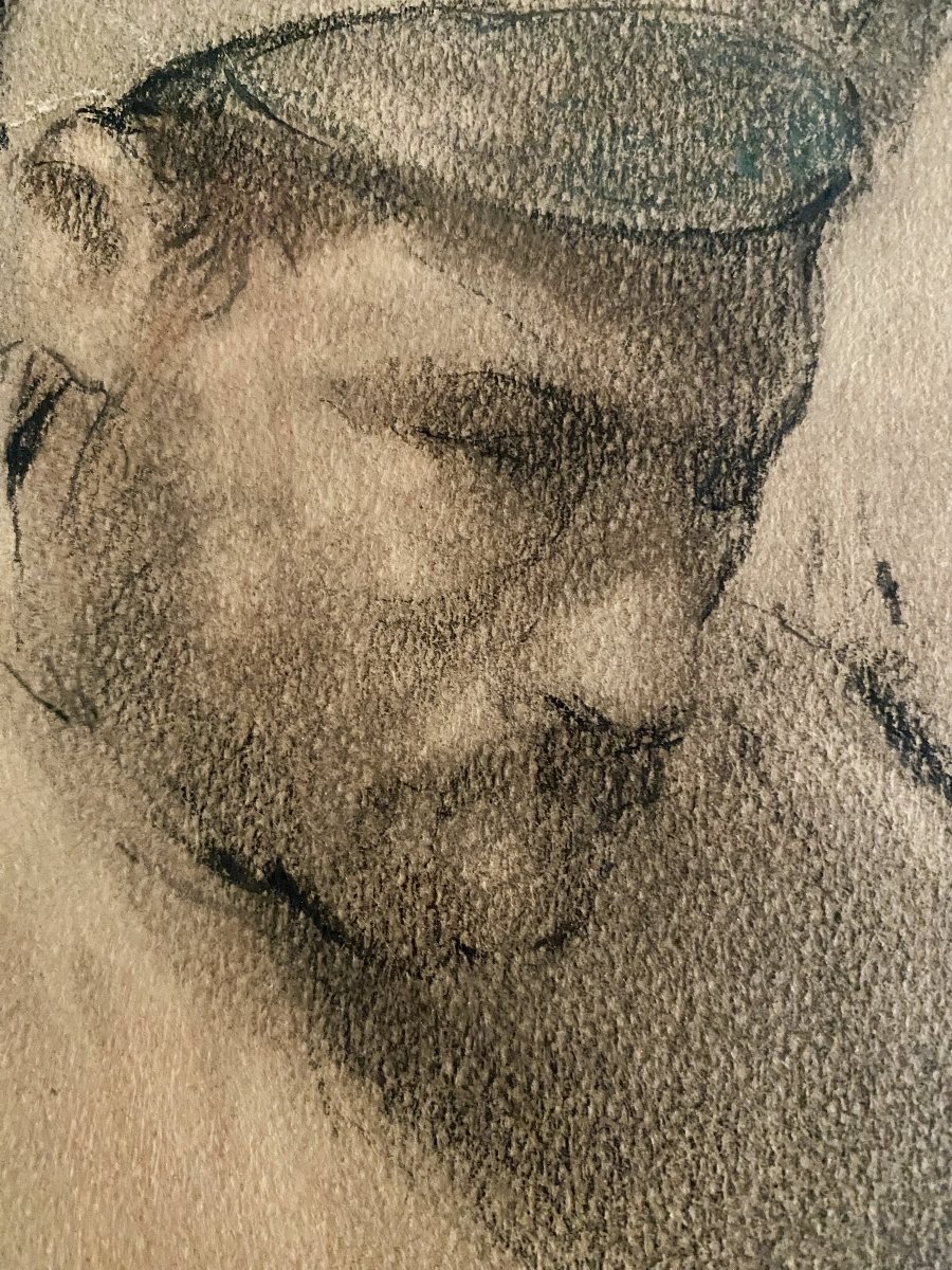 Fernand Gillion 19th Century–1950. Large Drawing, 1916. Russian Prisoners Soltau Camp (germany)-photo-8