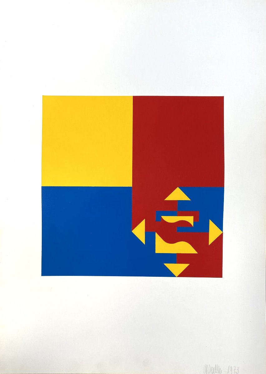 Marc Verstockt (Lokeren, 1930 – Anvers, 2014) . Sérigraphie. Pièce unique. Abstraction. 1973.