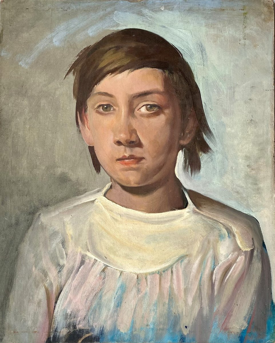 Govind Madhav Solegaonkar (1912-1986). "Portrait d'une jeune indienne". 