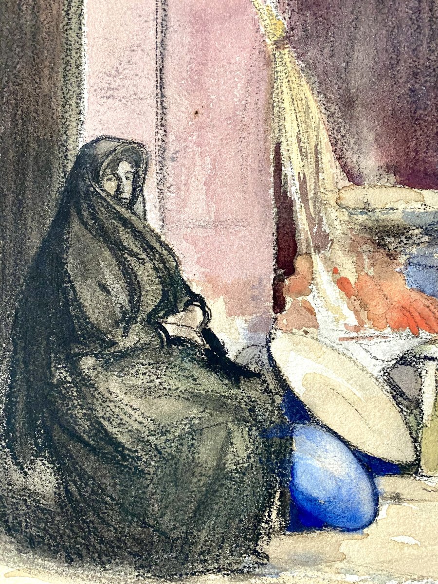 Charles Swynkop (Bruxelles, 1895-1970). "Marché à Tolède". Années 20. -photo-2