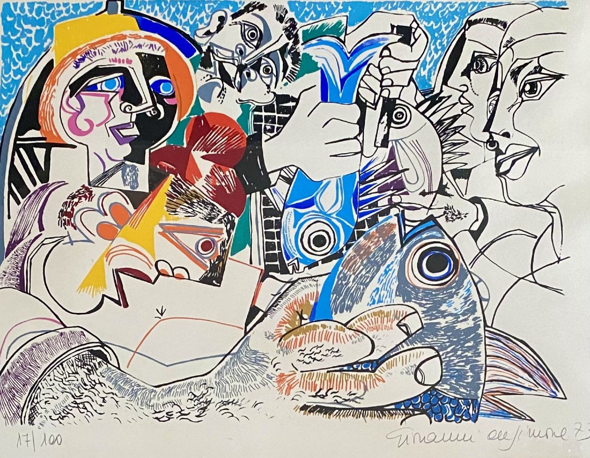 Giovanni De Simone (1930–1991). "the Miraculous Catch." Lithograph. 1973.