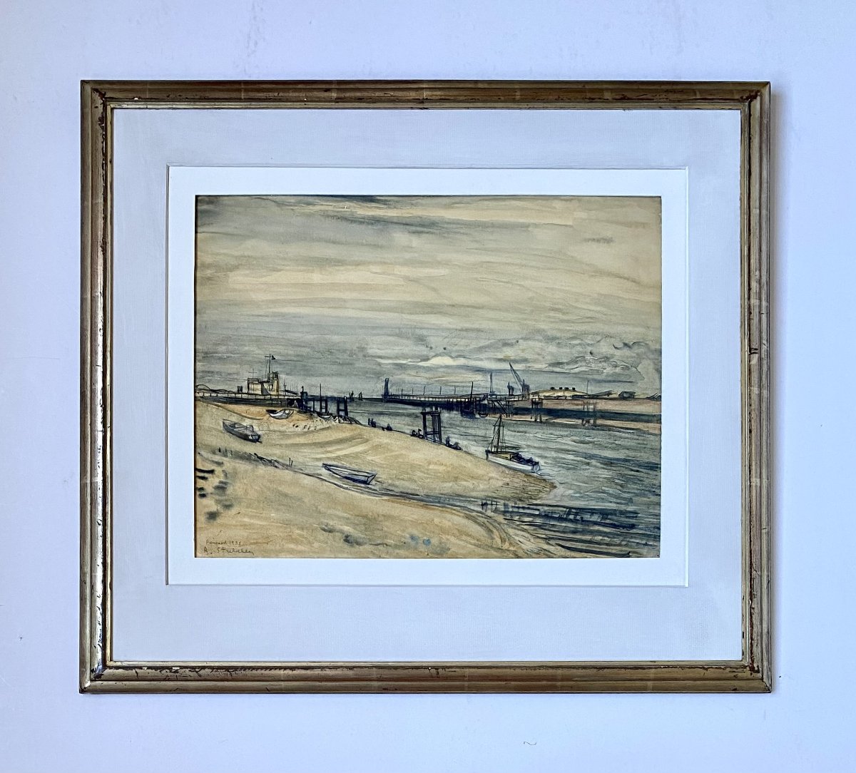 Rodolphe Strebelle (Tournai, 1880 - Uccle, 1959). " Nieuport". 1935. Aquarelle.