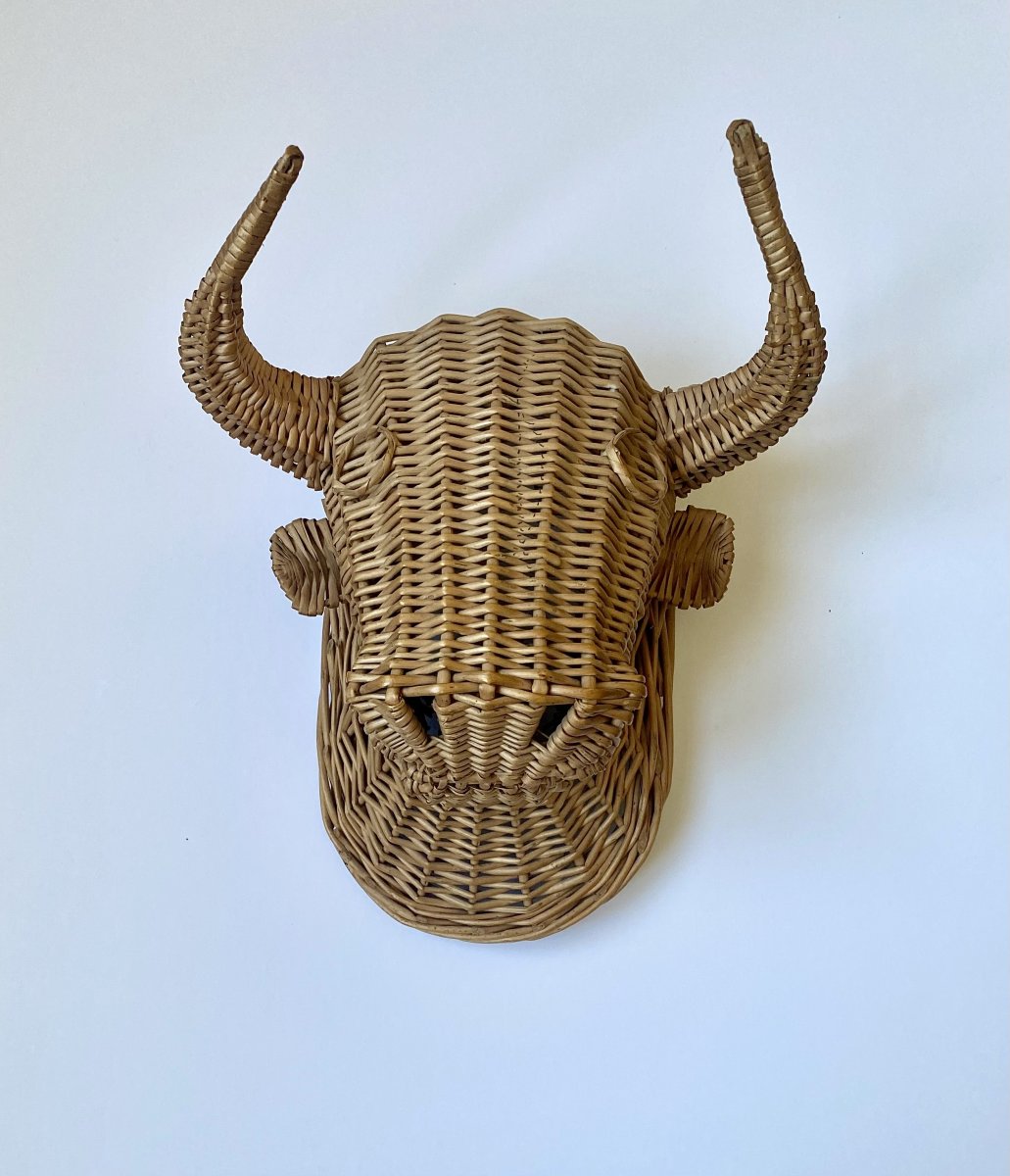 Rattan Minotaur/bull Head From The 1950s/1960s. 