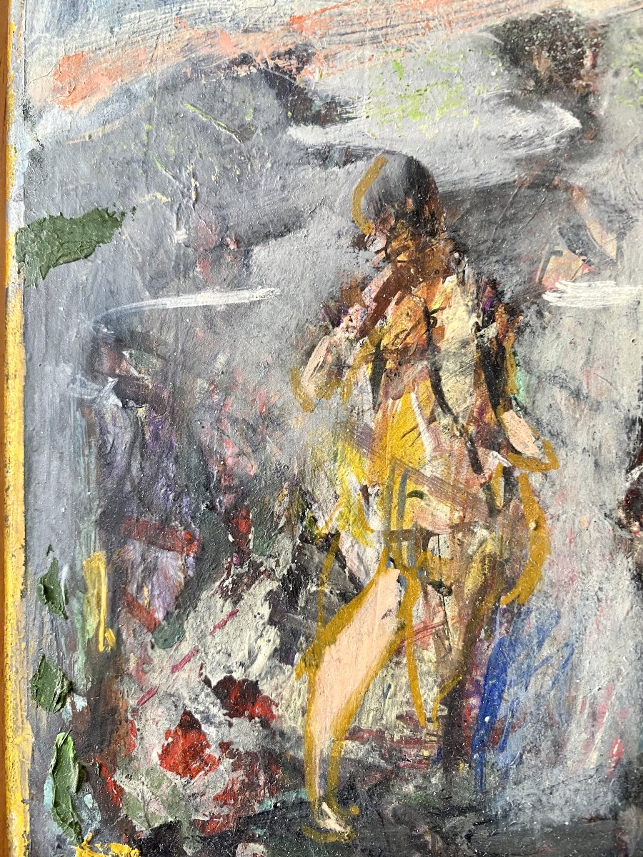 Bern Wery (XXe). "Composition". Huile sur bois.-photo-1