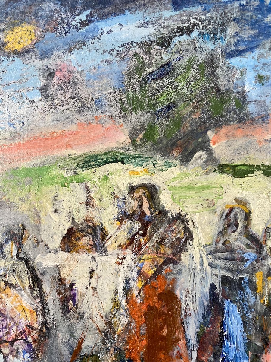 Bern Wery (XXe). "Composition". Huile sur bois.-photo-2