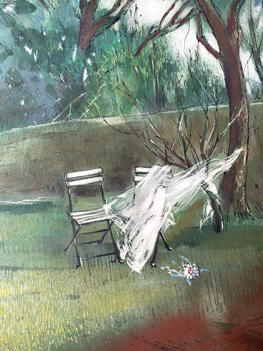 Jean Van Noten (1903 - 1982). "Mariage" Gouache. Années 50.-photo-3