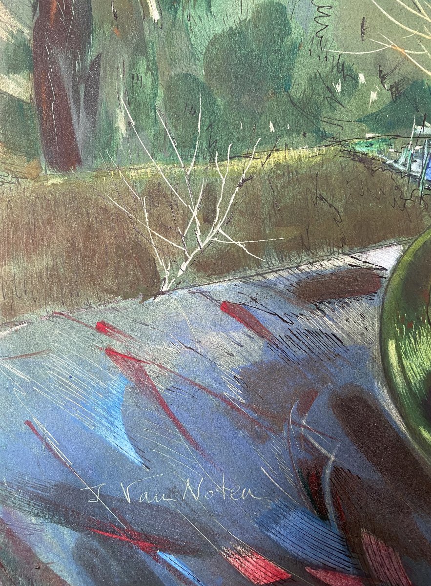 Jean Van Noten (1903 - 1982). "Mariage" Gouache. Années 50.-photo-4