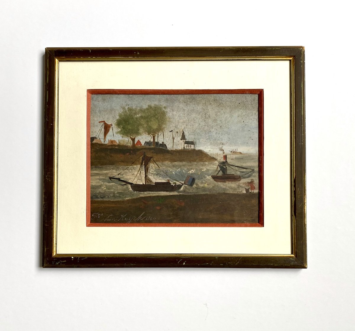 François Van Kuyck (XIXe). " Marine". Peinture naïve. 1860-photo-2