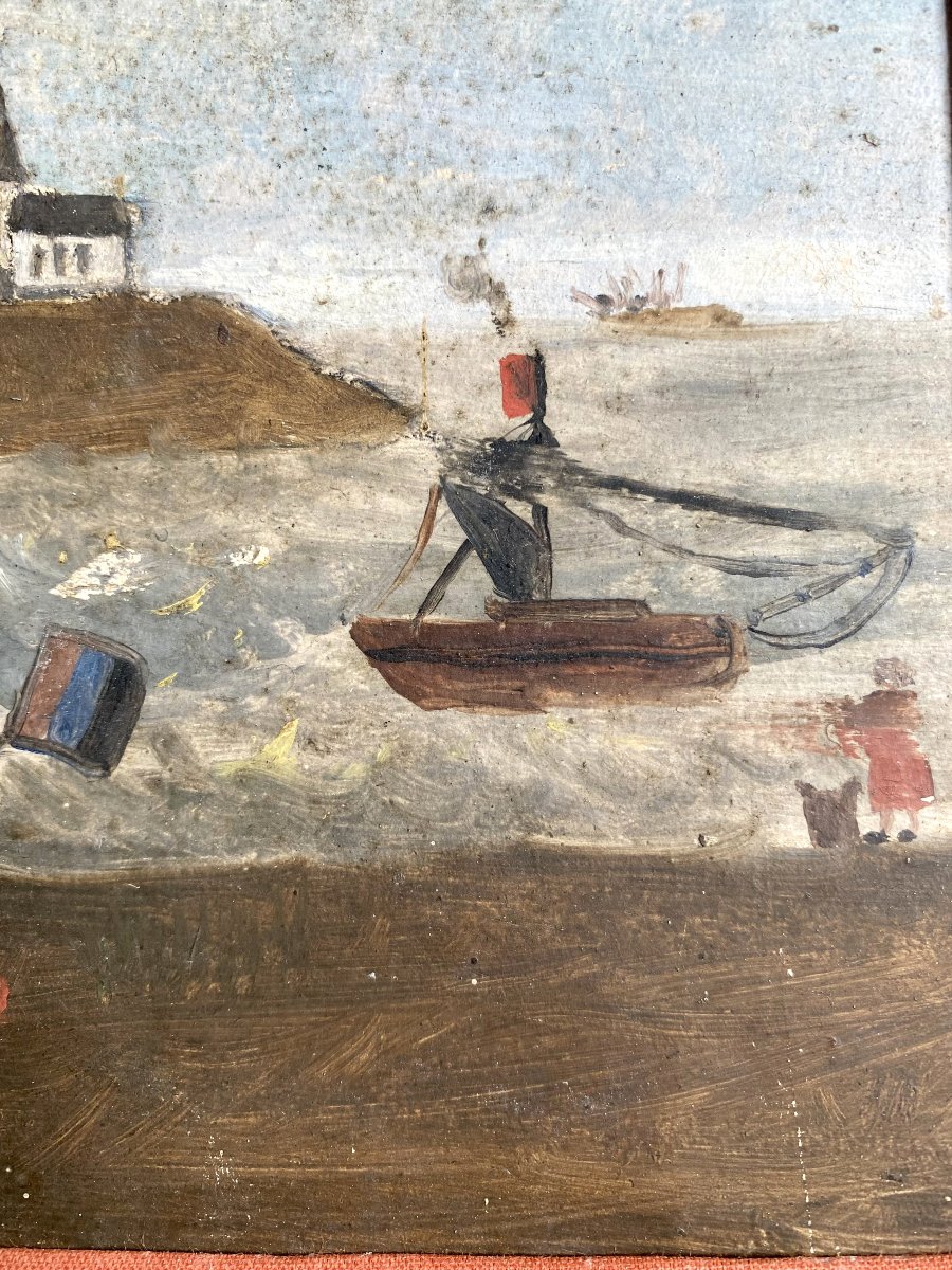 François Van Kuyck (XIXe). " Marine". Peinture naïve. 1860-photo-3