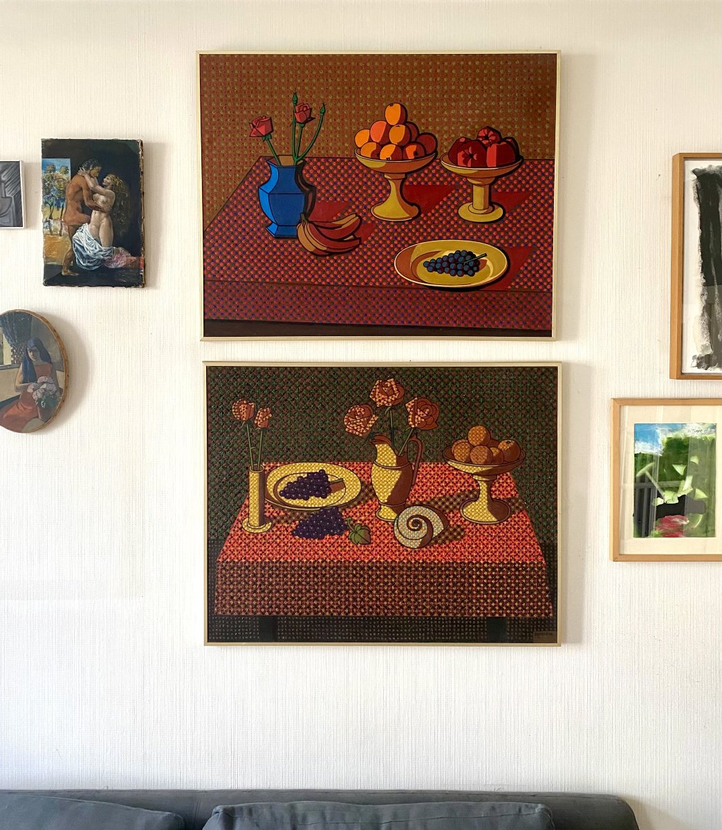 Paul Buyssens (1897, Ghent–1994, Switzerland). Pair Of Paintings Titled “still Life.” Pointillism. -photo-2