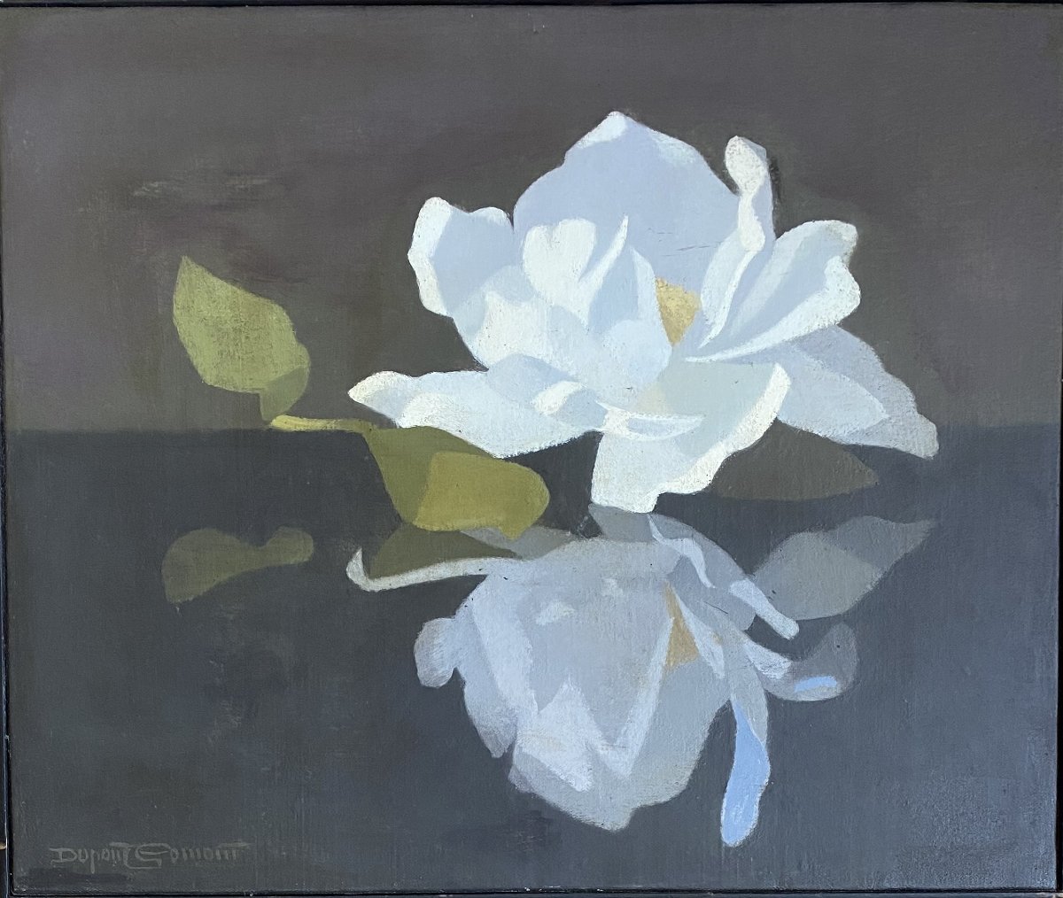 Claude Dupont-gomont. "serenity" Still Life With A Water Lily.-photo-1