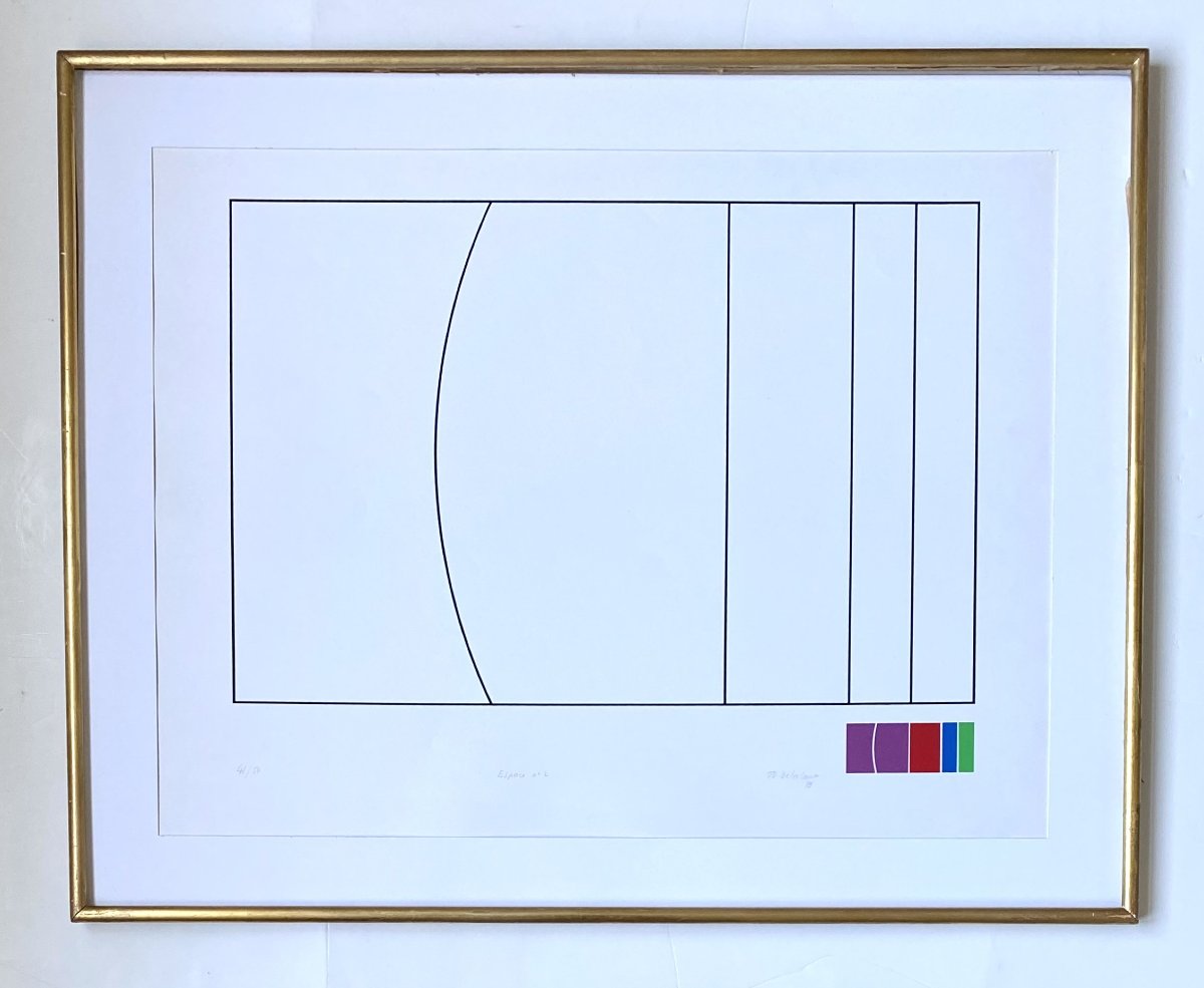 Jo Delahaut (Vottem, 1911 - Schaerbeek, 1992). Lithographie. "Espace N°2. 1973