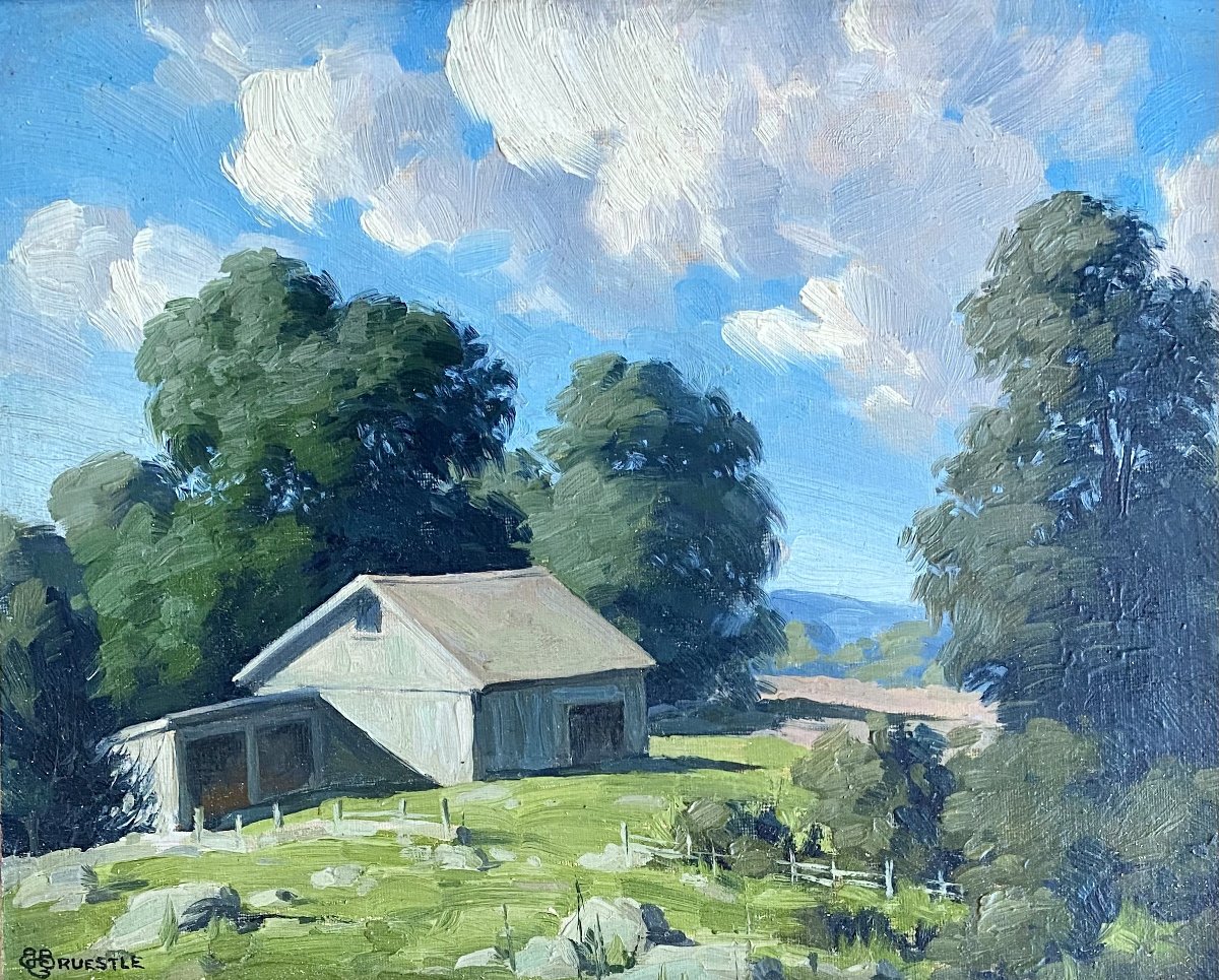 Betram George  Bruestle  (1906–1968) "landscape"  American School.-photo-3