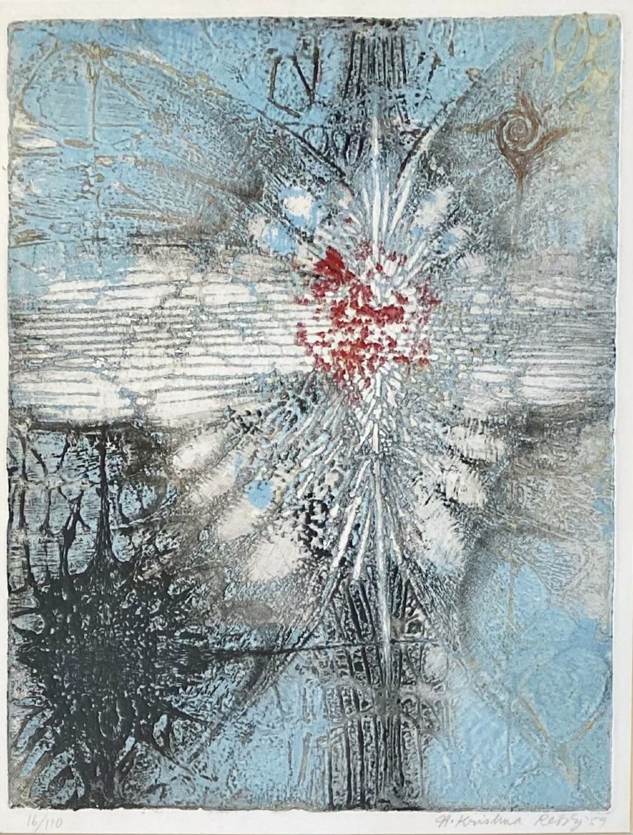 Krishna Reddy (india, 1925 – United States, 2018) "engraving; 'two Forms In One'." 1959.-photo-2