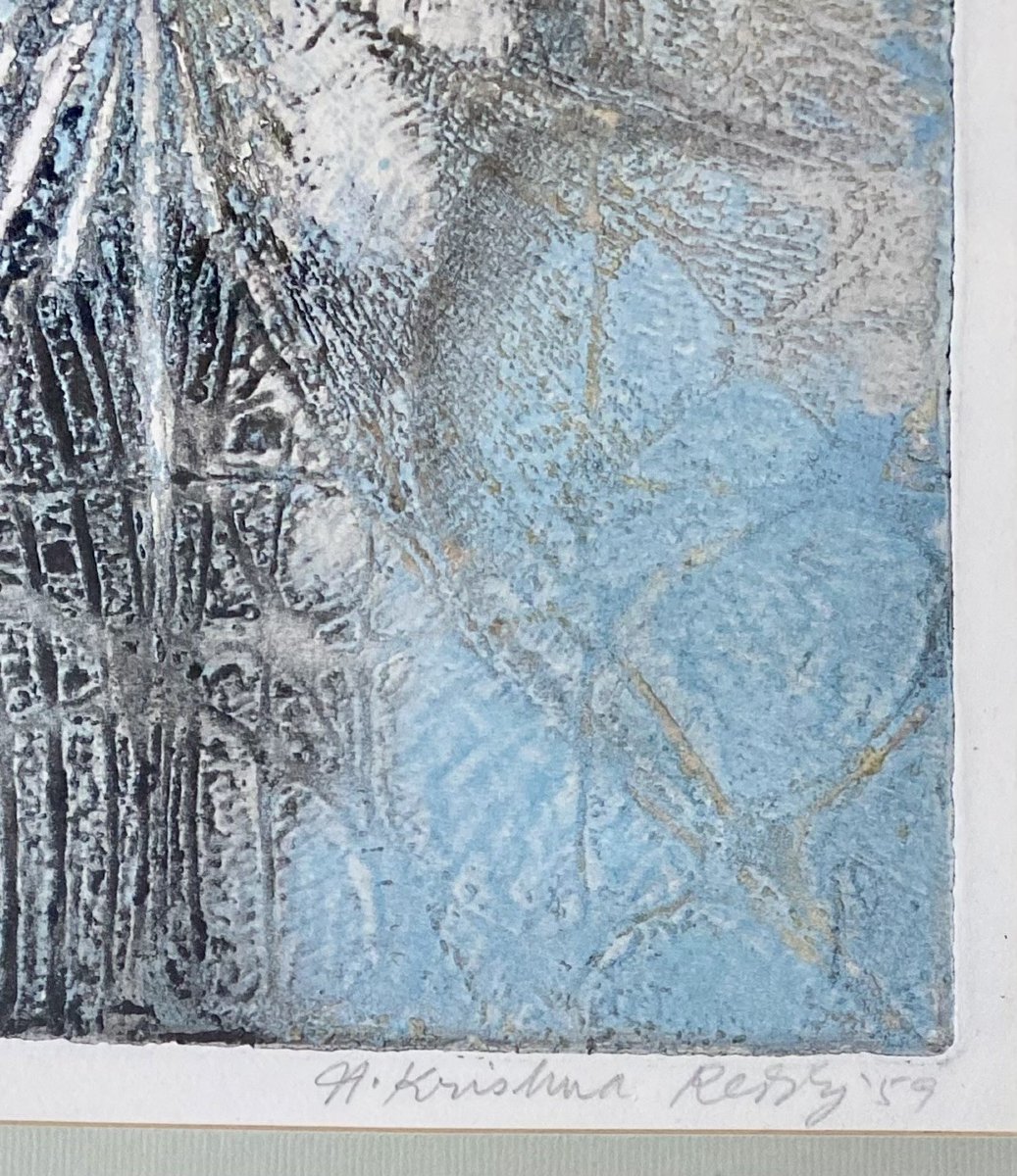 Krishna Reddy (india, 1925 – United States, 2018) "engraving; 'two Forms In One'." 1959.-photo-4