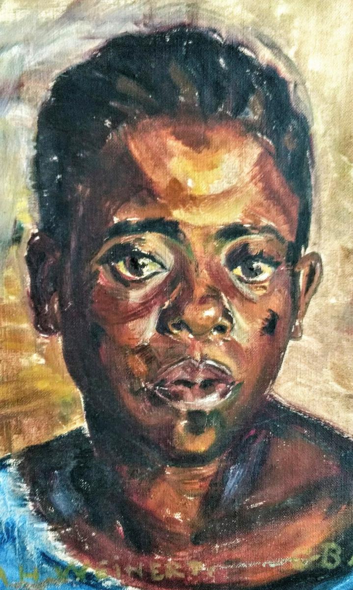 Africanisme. Portrait. Ulla Haako Weinert. 1949. Huile sur toile-photo-2