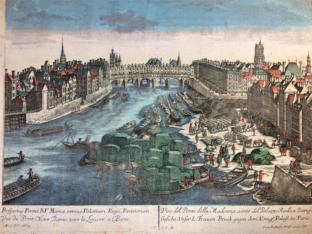Georg Balthasar Probst. Pair Of Optical Views. 18 °. Paris. -photo-2
