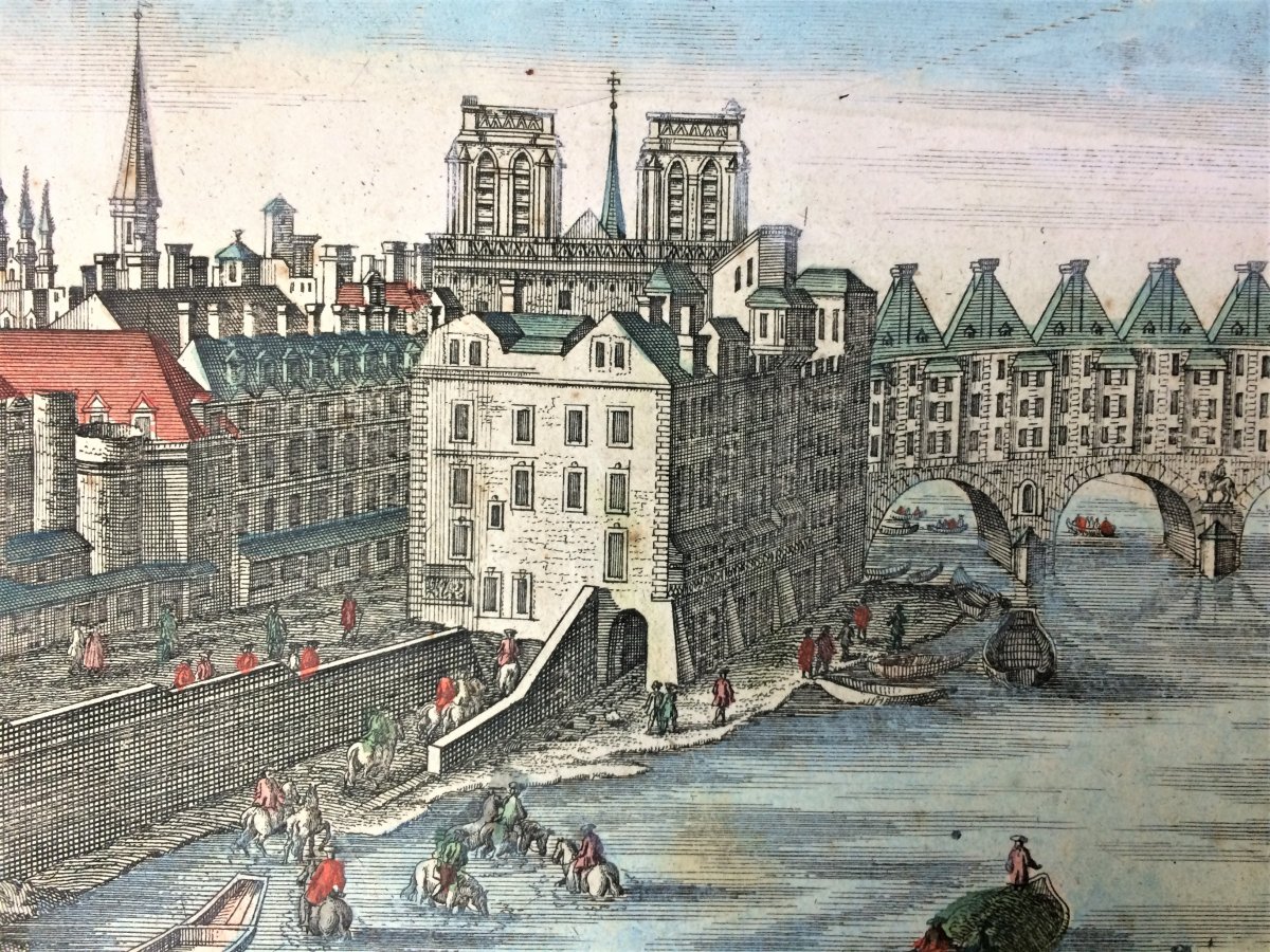 Georg Balthasar Probst. Pair Of Optical Views. 18 °. Paris. -photo-3