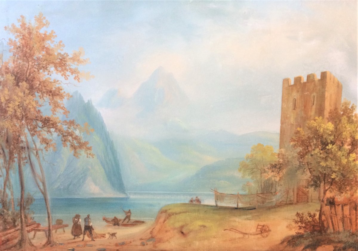 " Paysage de Starigrad". (Croatie). 1815. Technique mixte.